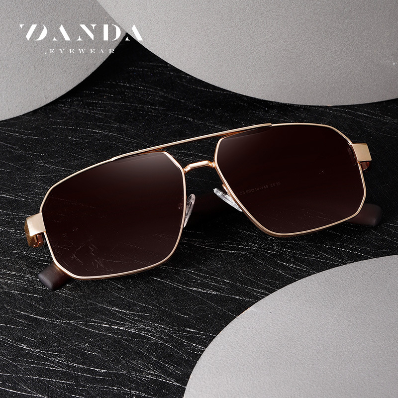 Nuevas gafas de sol polarizadas S15107 Gafas de sol de hombre con marco de doble viga de metal de moda Gafas de sol de protección solar para exteriores