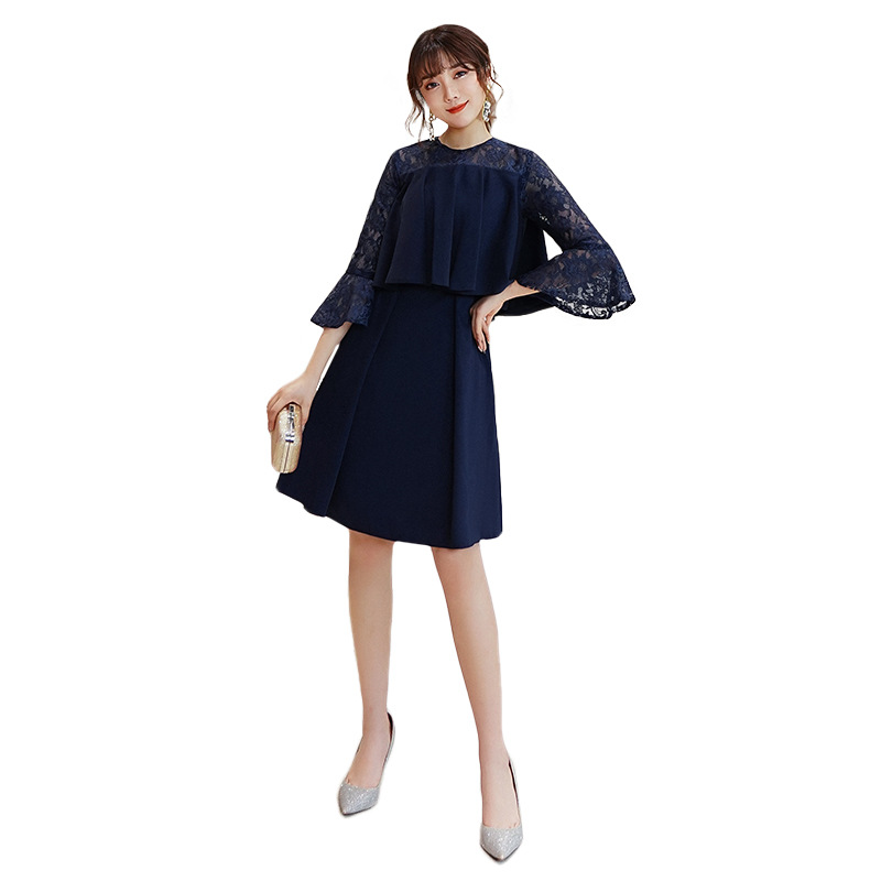 Vestido de noche elegante negro para mujer, estilo nuevo de verano 2026, elegante y adelgazante, aura reginal para banquetes.