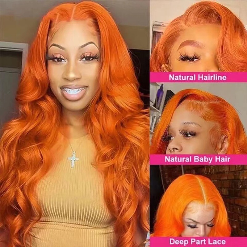 Temu's New Lace Front Wig European and American Hot-Selling Long Curly Hair Big Wave Piano Color Orange Wig Ready for Delivery Temu's New Lace Front Wig European and American Hot-Selling Long Curly Hair Big Wave Piano Color Orange Wig Ready for Delivery