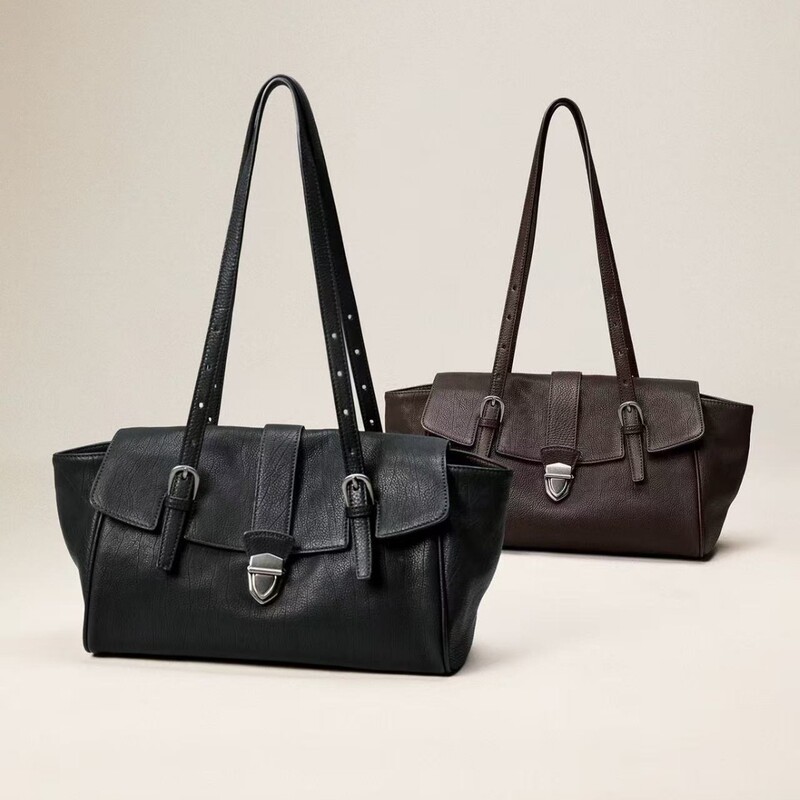 Original French Baguette Briefcase, Niche New Style, High-End Casual Commuter Handbag for Women, Retro Simple Shoulder Underarm Bag