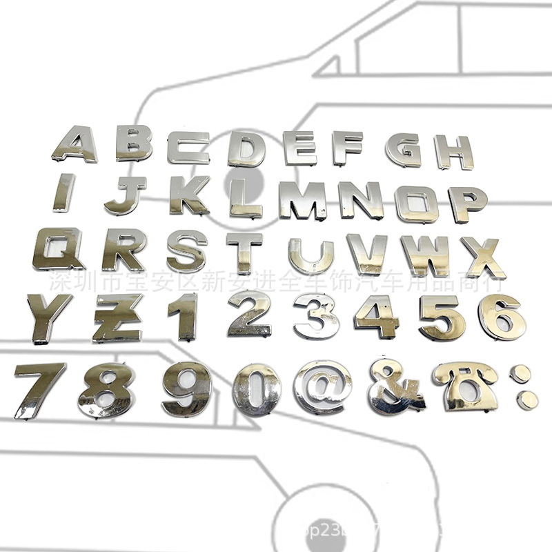 Cross-border Hot Sale Car 3D Alphabet Car Sticker English Alphabet Car Mark Number Symbol Combination Personalized Decoration Modification Sticker