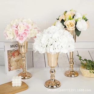 Cross-border Metal Table Flower Ware Iron Artwork Wedding Props Simulation Flower Torus Wedding Scene Arrangement Table Ornaments