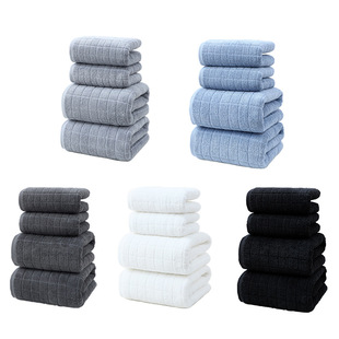 [New Product] Cross-Border Supply Manufacturer Wholesale Soft and Comfortable Towel Set Multi-Color Optional Absorbent Household Pure Cotton
