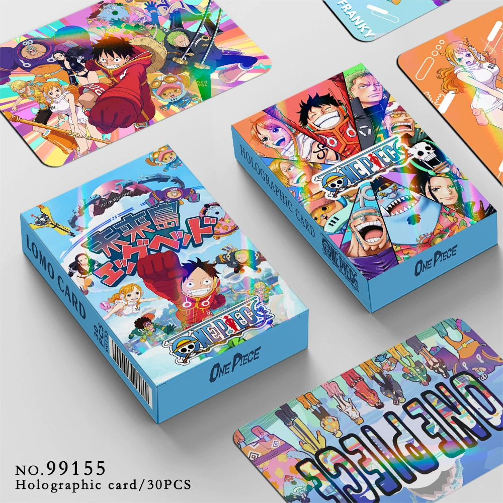 30 лазерных карт, анимационные карты, One Piece, периферийные флэш-карты, карты для украшения интерьера, самодельные двусторонние карты ЛОМО.