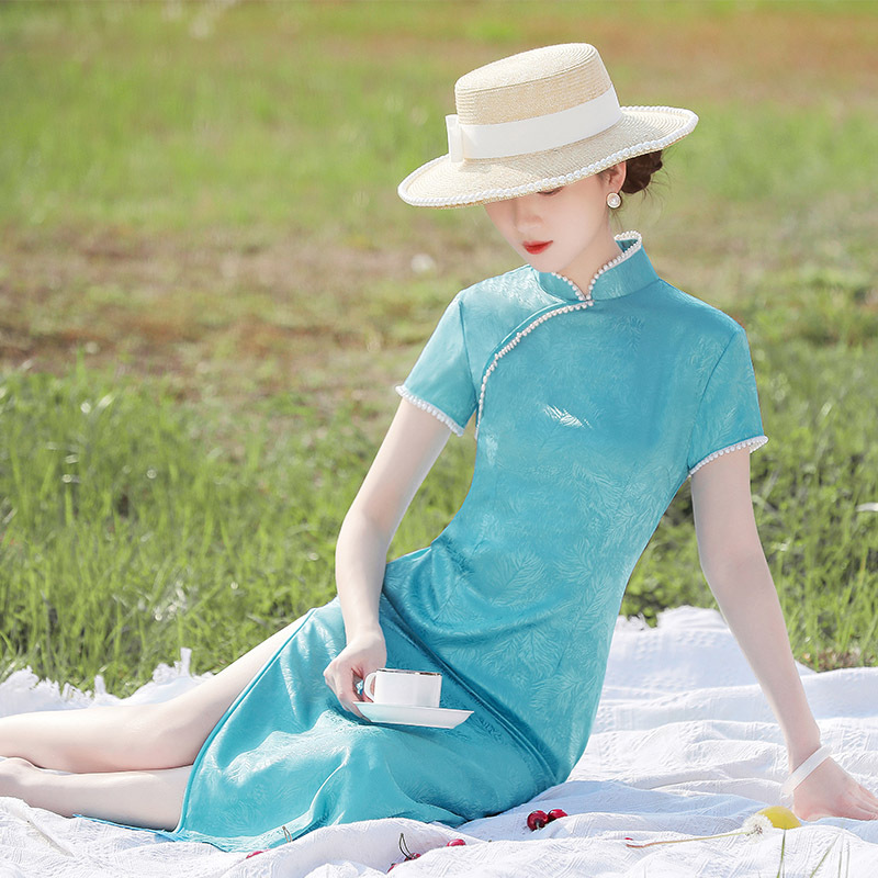 Summer fashionable elegant long cheongsam