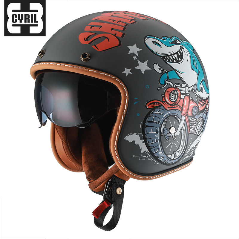 CYRIL casco retro Siro mujer tres cuartos hombre crucero americano verano motocicleta motocicleta medio casco 206