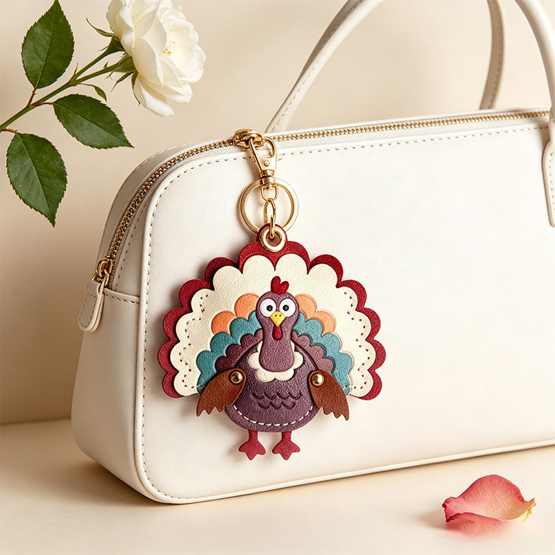 New Cross-Border Keychain Access Card Holder Thanksgiving Turkey Airtag Protective Case Gift Bag European and American Style Pendant