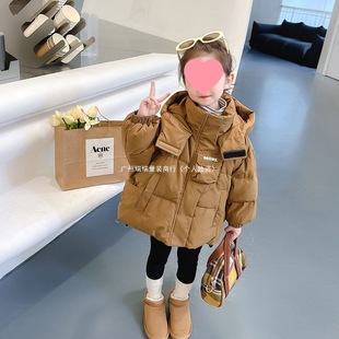 Girl's Down Jacket Winter 2024 New Winter Baby Girl's Thickened White Duck Down Jacket Mid-length Children's Top