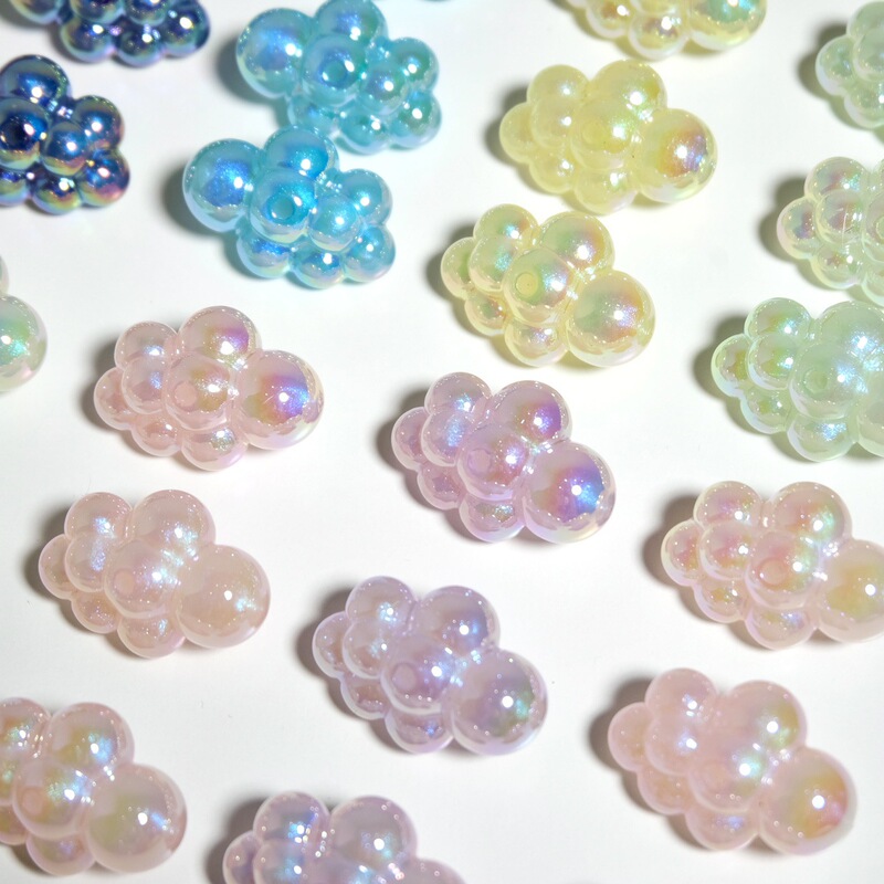 Flare Cloud Plated DIY Mobile Phone Chain Ab Color Glossy Oily Handmade Lisa Same Style Cloud Cute with Holes