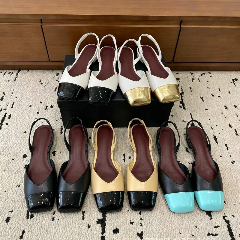 Qadın üçün retro rəngli kvadrat burunlu yüksək dabanlı sandal