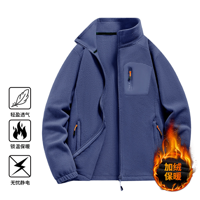 Otoño y invierno nuevo tipo de chaqueta de terciopelo para hombres y mujeres con terciopelo caliente de cuello relajado de grano de agitación casual chaqueta de terciopelo para hombres