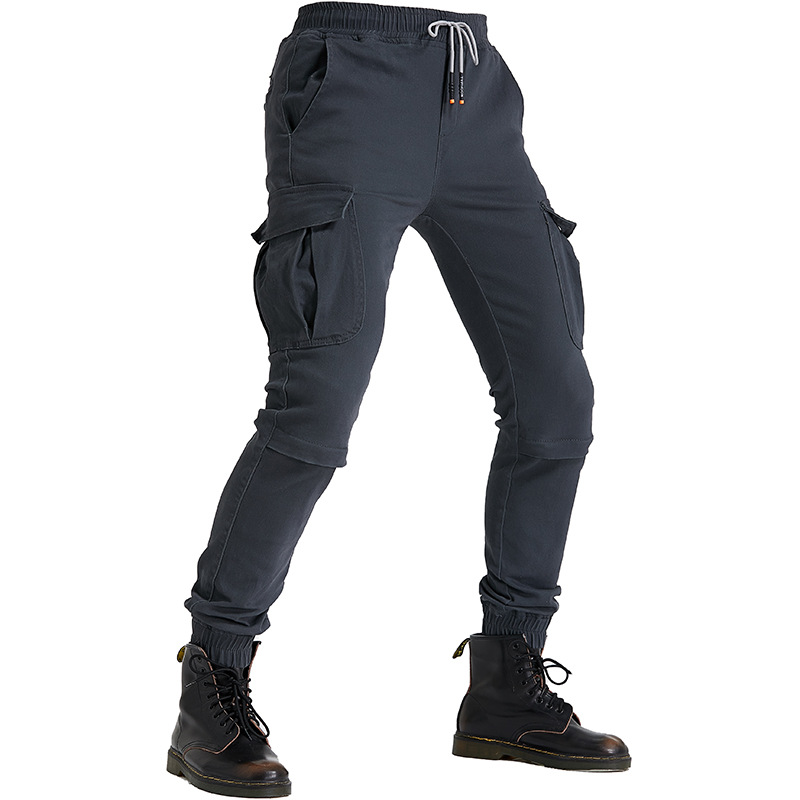 Venta directa de fábrica ropa de trabajo pantalones atados al tobillo multi-bolsa motocicleta jeans hombres motocicleta resistente a la caída pantalones casuales de montar