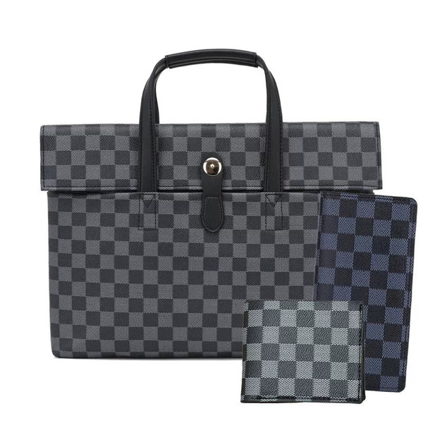Gray checkered horizontal three-piece set