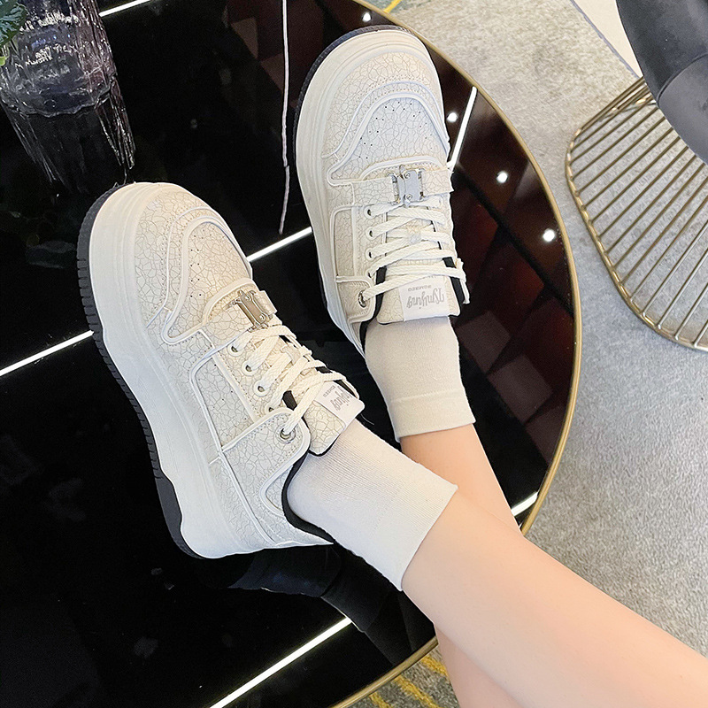 Baskets de running décontractées blanches motif éléphant bouclé_voghion.com