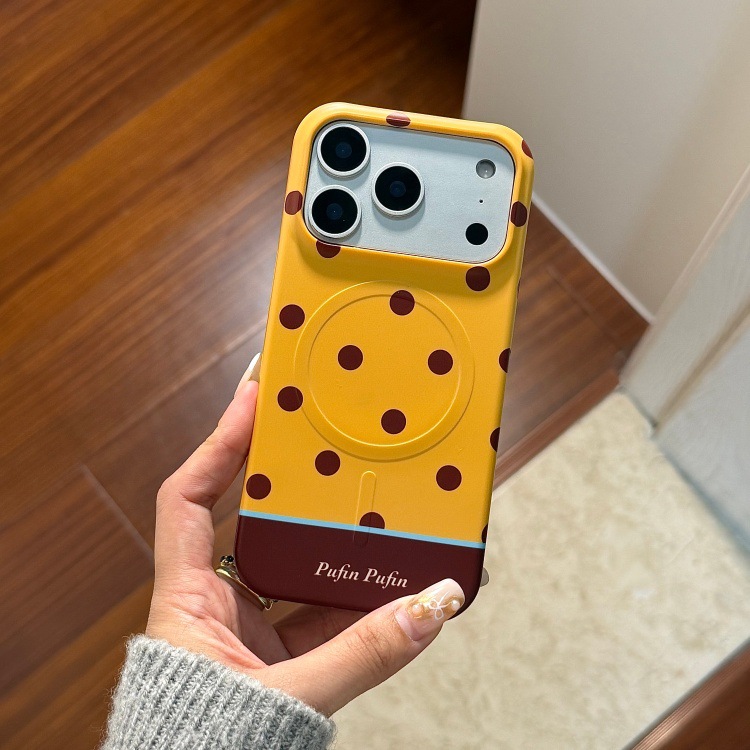 Contrast Polka Dot Heart Magnetic Stand Phone Case for iPhone 17 16 15 14 Pro Max Plus Full Coverage IMD Shockproof Cover
