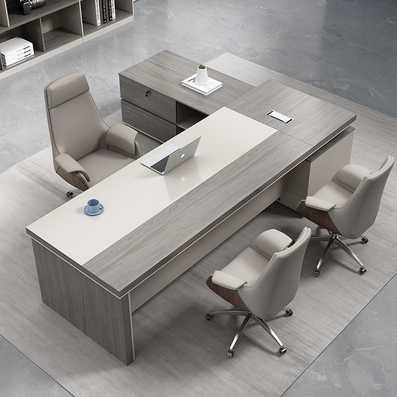 Foshan Office Desk Boss Table Simple Modern President Table and Chair Combination Office Desk Manager Supervisor Office Furniture