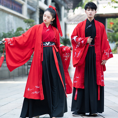 夏季新款漢服女成人古裝改良武俠風仙鶴繡花交領重工刺繡齊腰襦裙