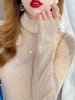 毛衣女秋冬新款纯色基础百搭针织衫经典高领长袖洋气打底衫上衣潮