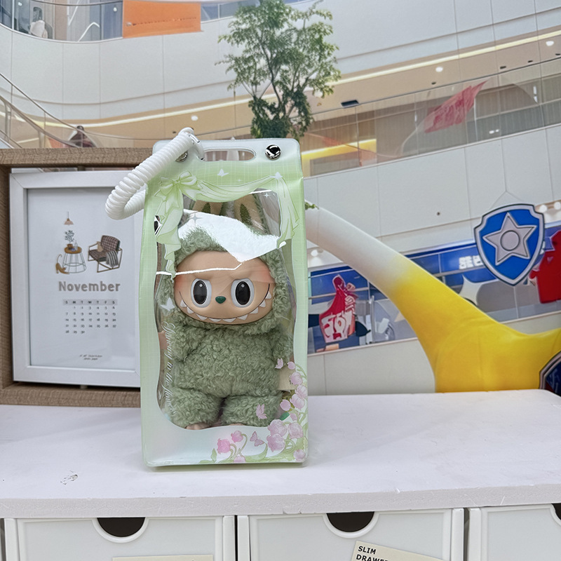 Labubu高透版遛娃盲盒15cm可放拉布布搪胶保护套可爱防尘收纳展示|undefined