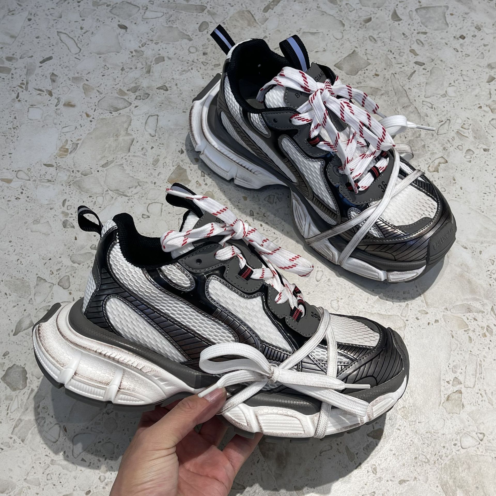 2023 New Parisian Daddy Shoes, Taller, Platform Sneakers, Casual, Distressed, retro, couples, men's and women's shoes_voghion.com