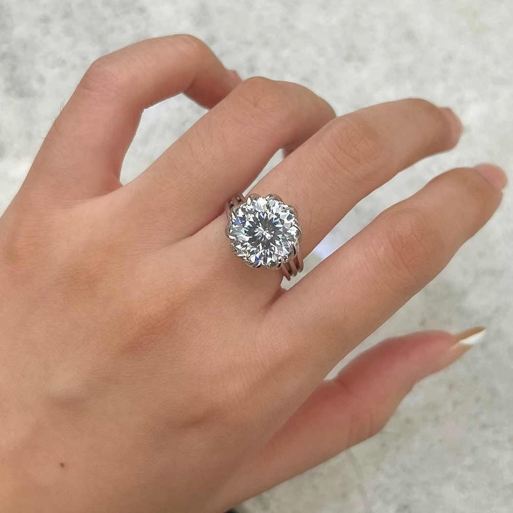 Ring, nail sequins with zircon, silver 925 sample