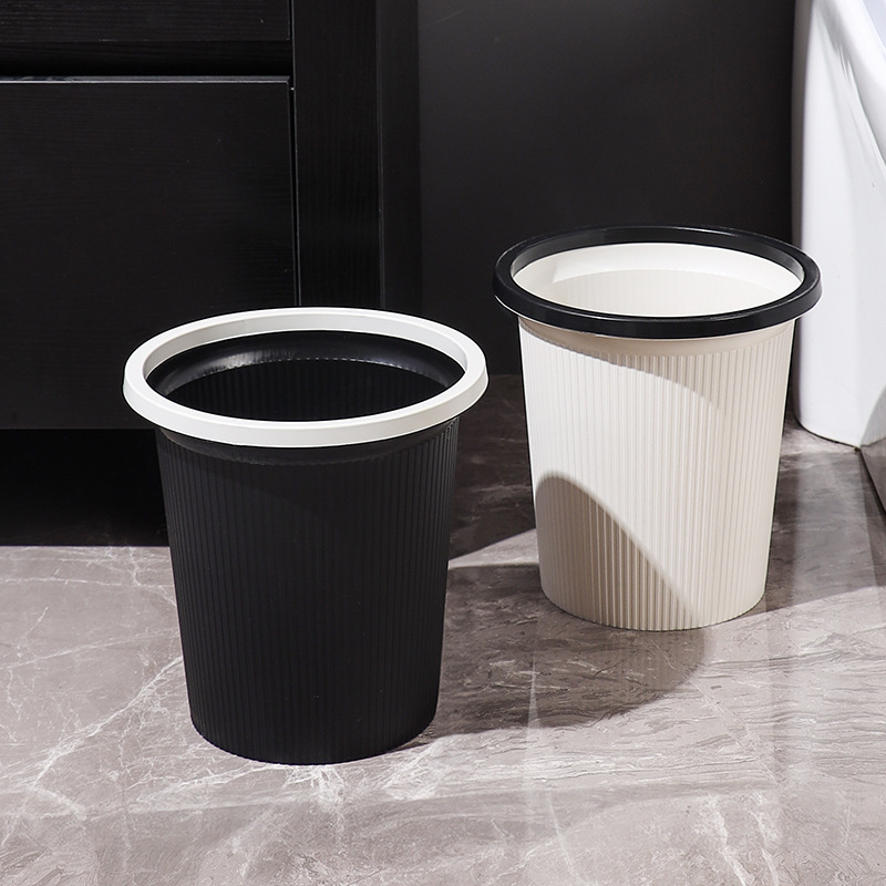Black and White Trash Can for Home New Kitchen Living Room Office Toilet Bathroom Indoor Special Large Large Capacity