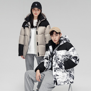 Winter Stitching Contrast Color 2022 New Couple Down Jacket Men's and Women's Loose Couple Thickened Warm Sports Jacket Cross-border