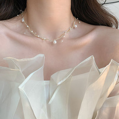 女性用パールネックレス、軽くて豪華なニッチデザイン、鎖骨チェーン、ヒップホップコールドスタイル、パーソナライズされたアクセサリー