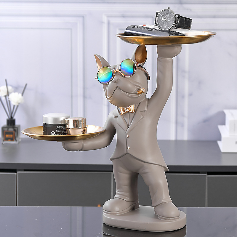 Organizador de Mesa Bulldog de Resina Hecho a Mano para Entrada y Mueble de TV image 3