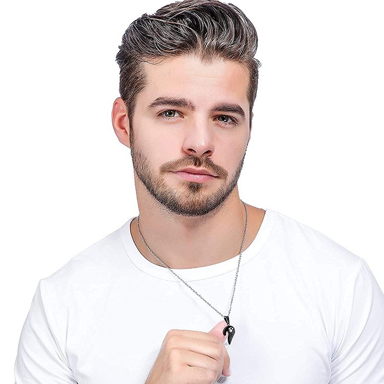 Heart Shape Pattern Couple, Unisex Gender Simple Style Heart Shape 204-301 Stainless Steel Cable Chain Pendant Necklaces Wholesale