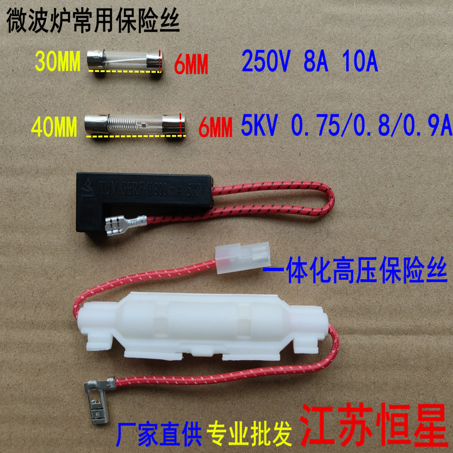微波炉电源保险丝250V 8A 10A 高压保险丝5KV 0.7 0.8A 0.9A