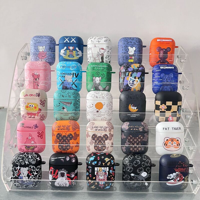 Internet Celebrity Trendy Brand Bear Headphone Protective Cover AirPods 3Rd Generation Anti-Fall Soft Shell Second Generation Tpu Water Sticker Headphone Shell Factory