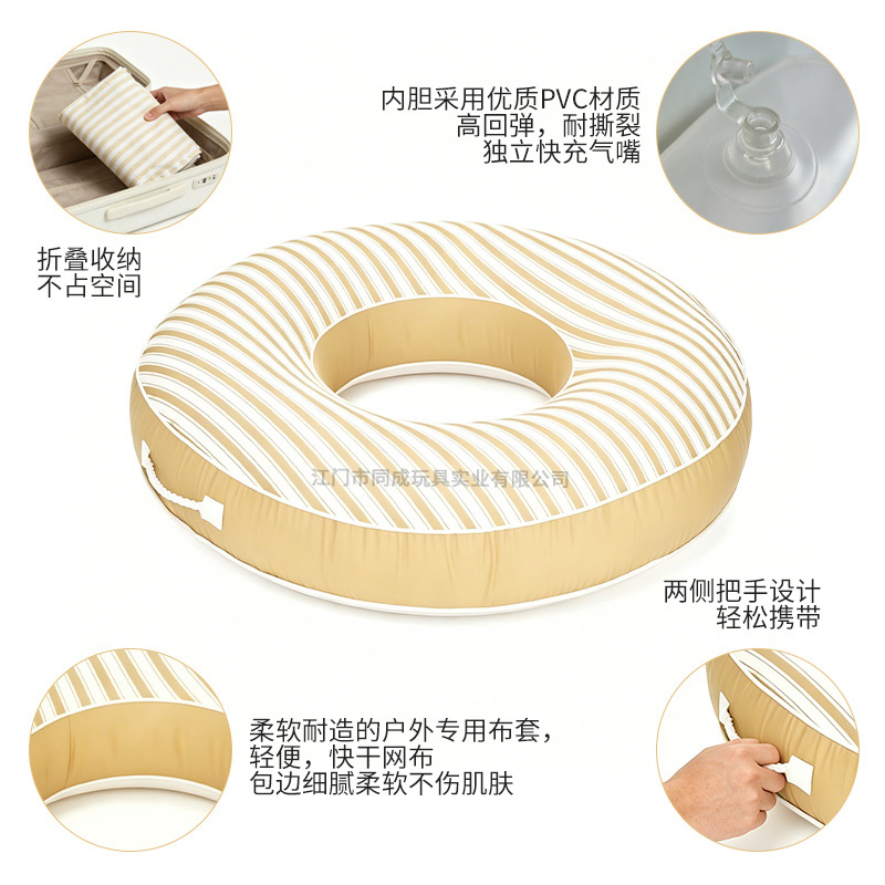 Anillo de natación infláble de PVC desmontable a rayas para adultos, anillo de asiento grueso para adultos, anillo de natación infláble personalizado