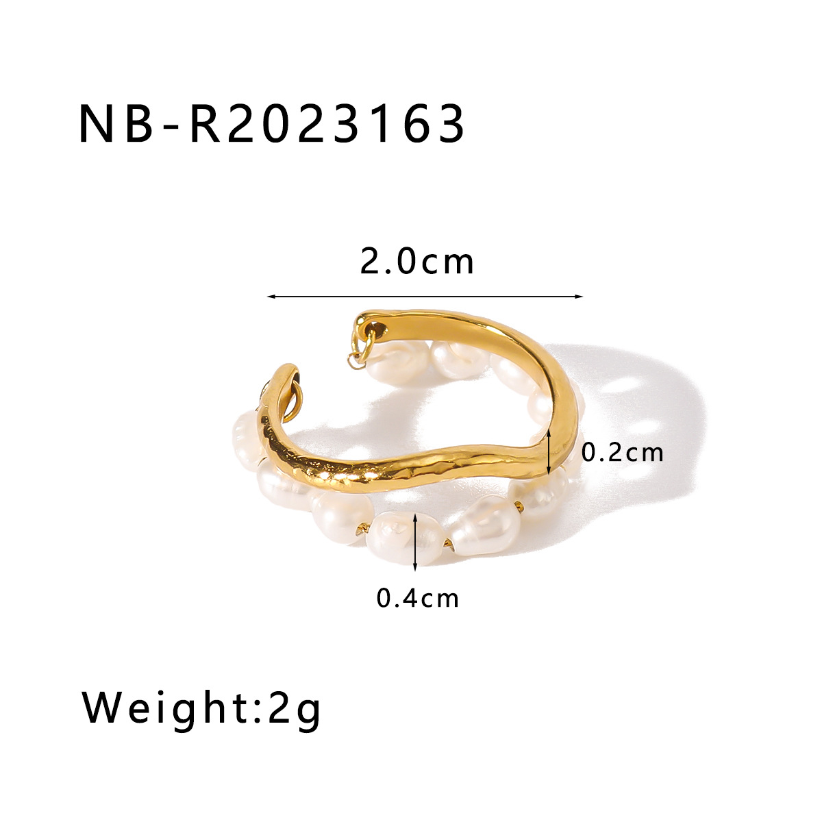 All Seasons Season Wholesale Jewelry IG Style Geometric 304 Stainless Steel Freshwater Pearl 18K Gold Plated Plating Charm Rings Open Rings