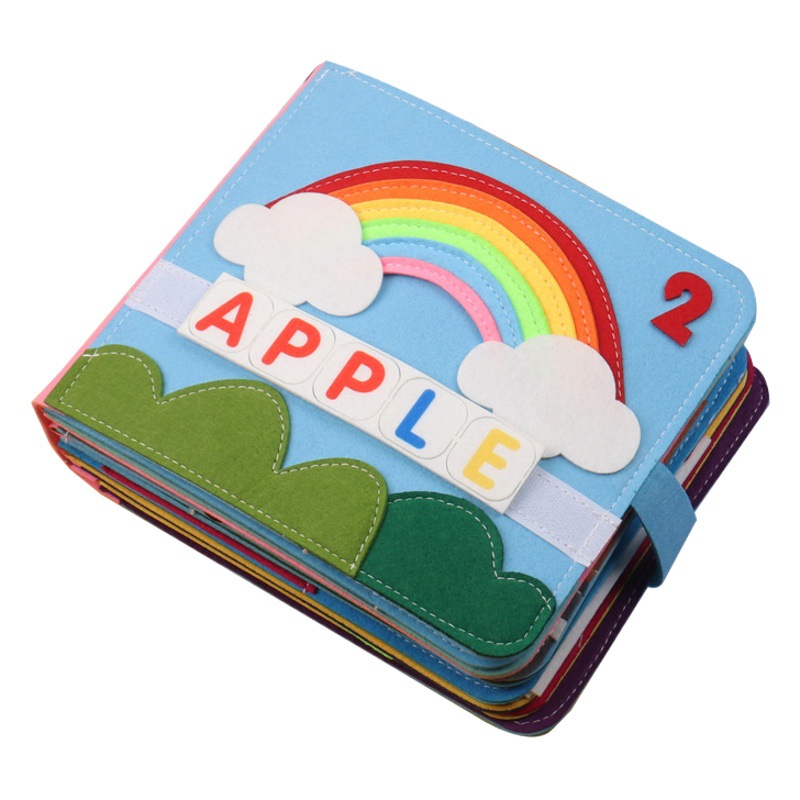 Libro de tela de fieltro, productos educativos, libros de educación temprana estereoscópicos Mons lavables para niños ocupados fieltro arco iris tela libro
