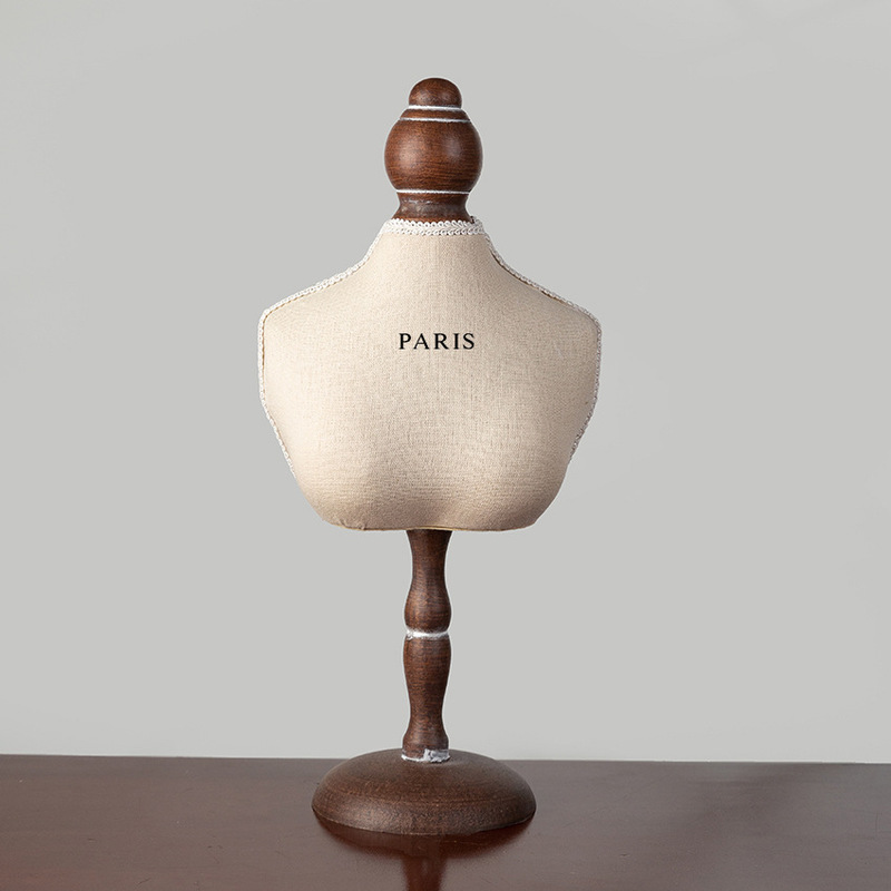 Wooden portrait neck model jewelry rack necklace display rack window decoration linen jewelry window display