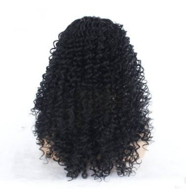 Peluca rizada larga rizada pequeña africana negra europea y americana, peluca de fibra química, seda de alta temperatura, casco de mecanismo completo LW0188