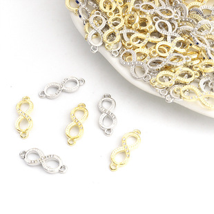 Diamond-encrusted Double-hole 8-character Bracelet with DIY Alloy Cross-border New Jewelry Accessories Double Hanging Small Pendant Accessories Wholesale