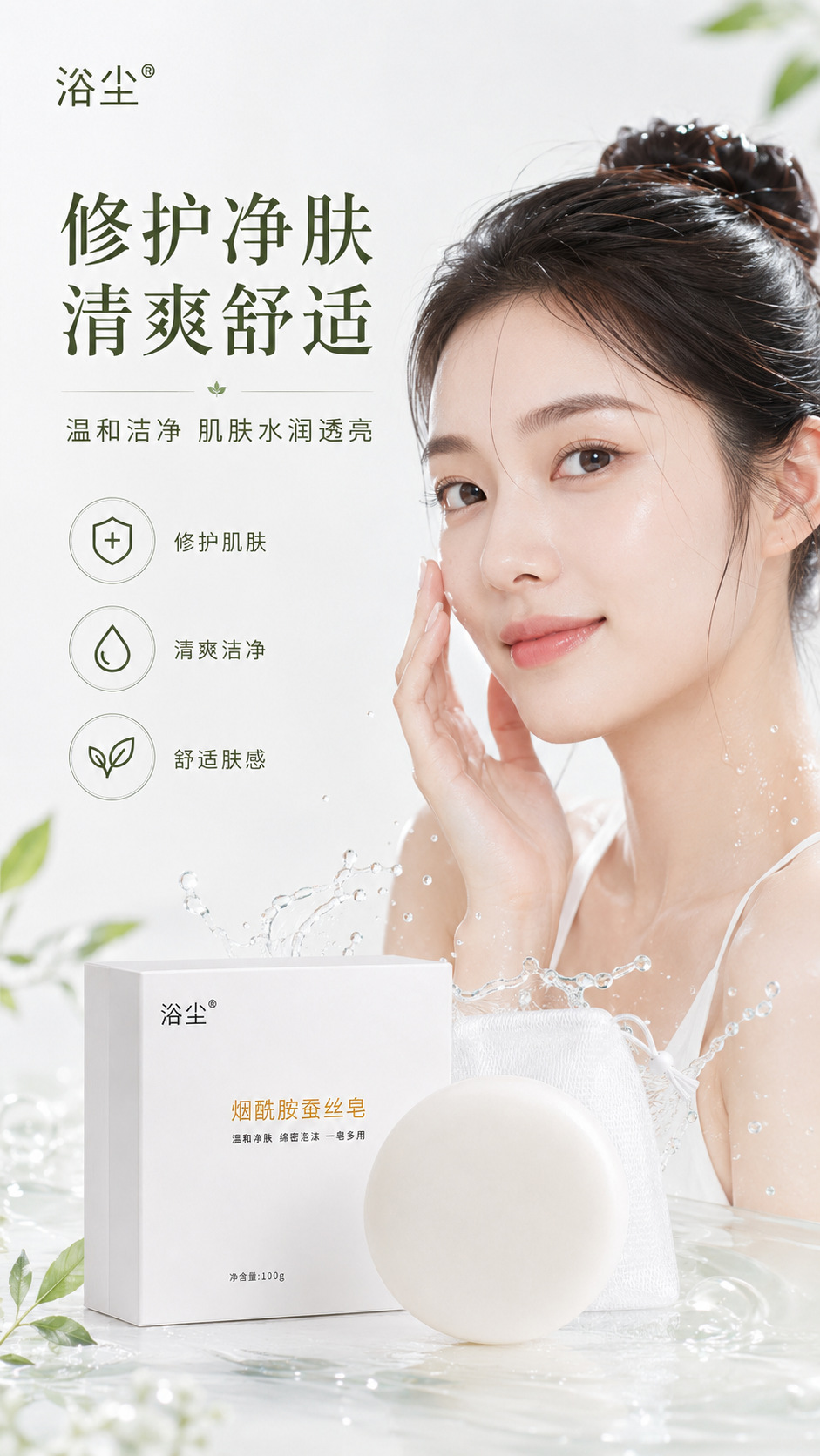 Silk Anti-Mite Handmade Cleansing Bar with Niacinamide 100g Floral Face and Body Soap for Oily Skin specifications