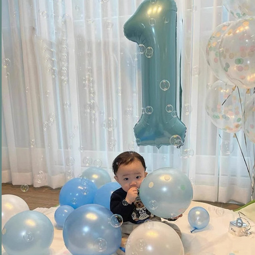 Large 40-inch baby blue baby pink number balloon children's birthday party decoration aluminum film balloon