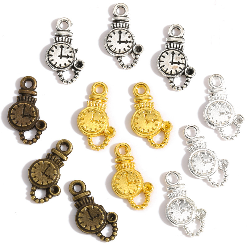 DIY Alloy Jewelry Accessories Alarm Clock Pocket Watch Pendant Vintage Bracelet Keychain Small Pendant Wholesale J161