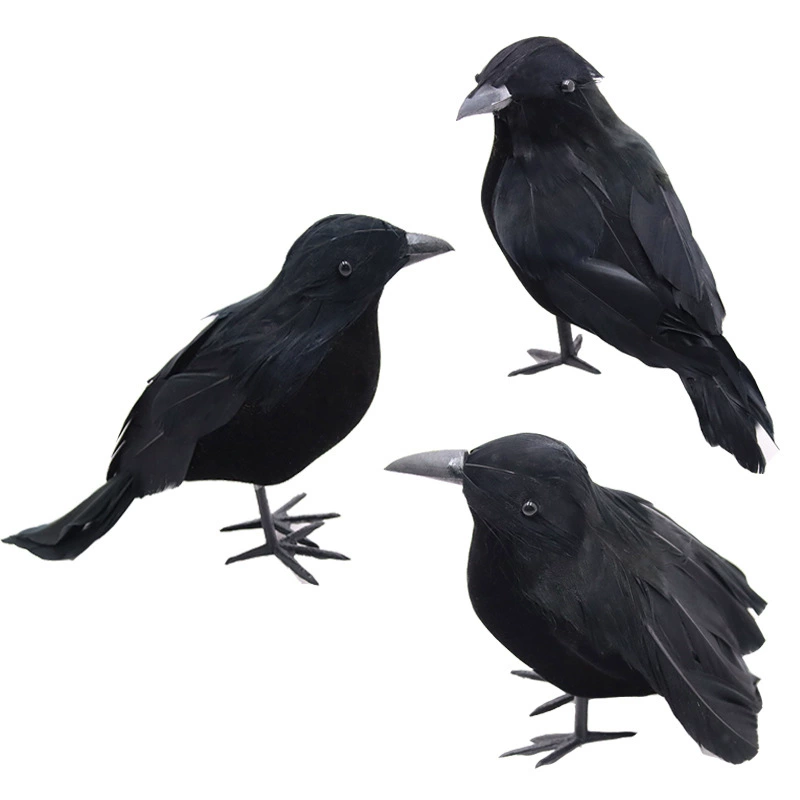 Amazon Halloween Black Crow Feather Crow Halloween Decoration Crow Garden Decorative Plastic Crow