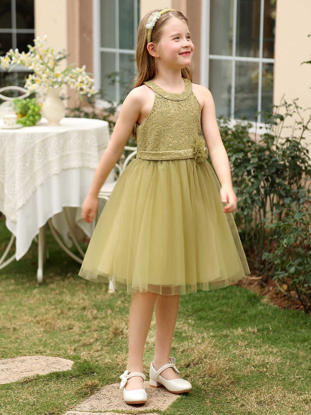Falda de vestir para niñas verano nuevo estilo vestido sin mangas de malla vestido para niños vestido de princesa de un año falda para niños