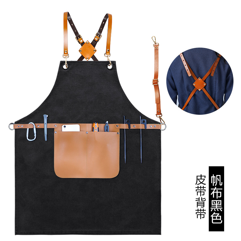Comercio exterior delantal de lona gruesa logotipo personalizado industria pesada máquina reparación electricista carpintería ropa de trabajo delantal fábrica al por mayor personalizado
