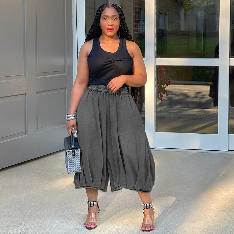 European and American women's casual jeans Amazon cross-border women's street all-match elastic waist straight leg cropped pants