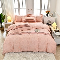 Simple All-Cotton Flocked Quilt Set 100% Pure Cotton Thick Duvet Cover Autumn/Winter Long Staple Cotton Three-Piece Set Wholesale