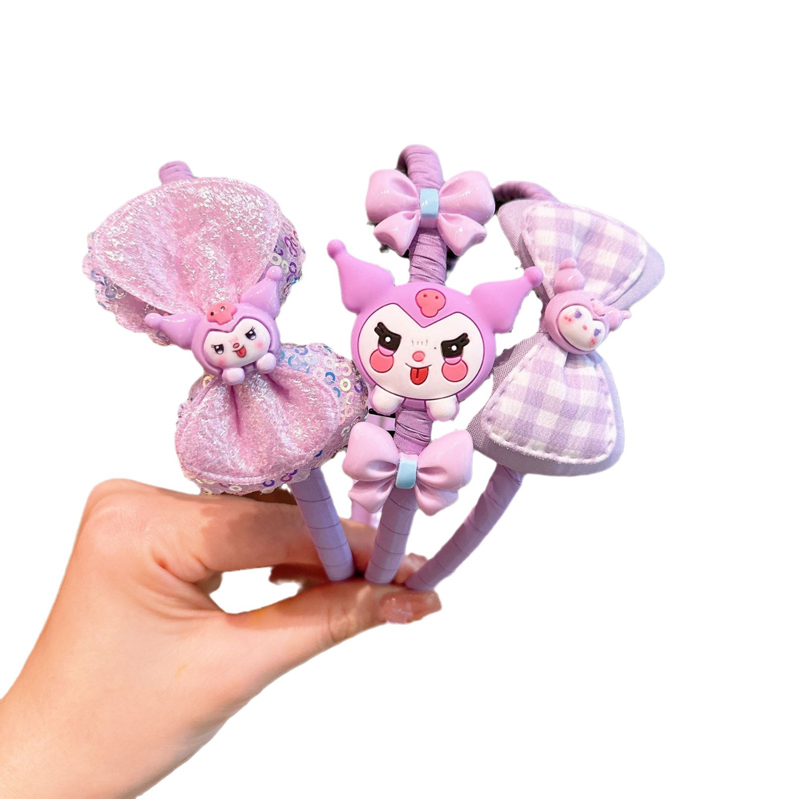 Diadema Kuromi púrpura para niños bebé linda diadema púrpura conjunto de clip de flequillo para niñas accesorios para el cabello