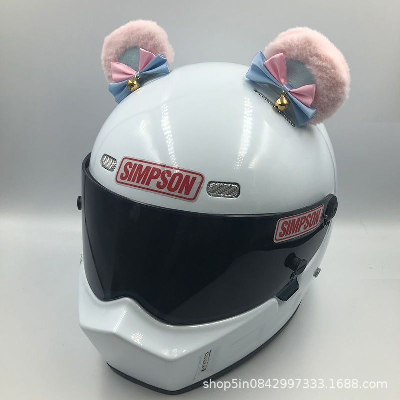 Personalized Helmet Decoration with Cat Ears, 3D Bear Ears, Motorcycle and Electric Vehicle Rider Ski Helmet Modification with Bow