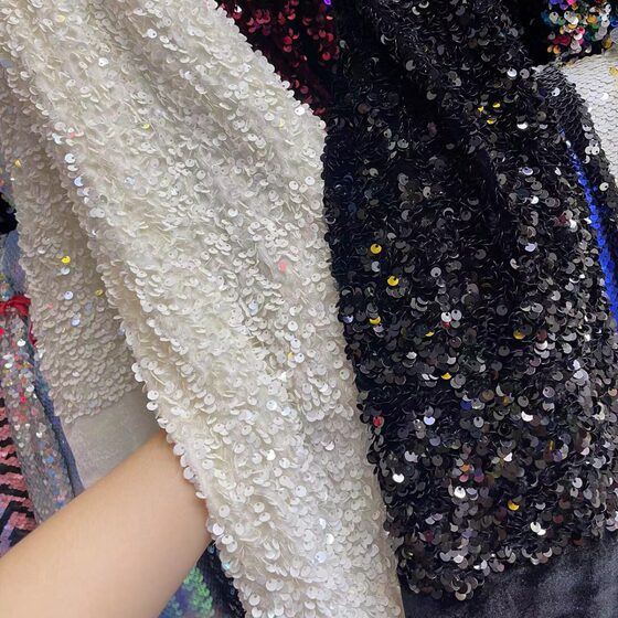 Encryption 5mm flannel bead cloth milky white embroidery dress clothing bags shoes crystal sequin fabric