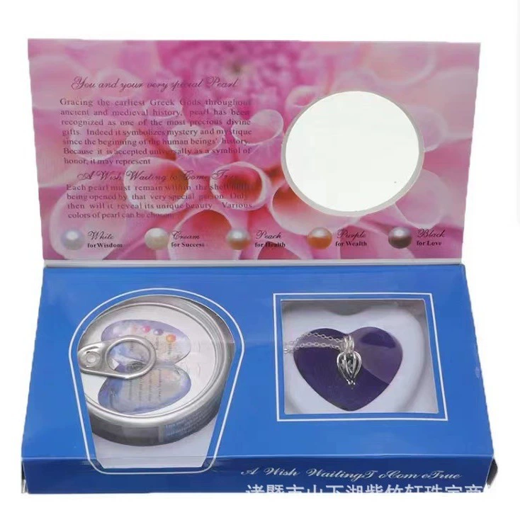 Набор подарочный: жемчужная раковина в форме банки, одна раковина на одну жемчужину, с кулоном-ожерельем, пресноводная жемчужная раковина